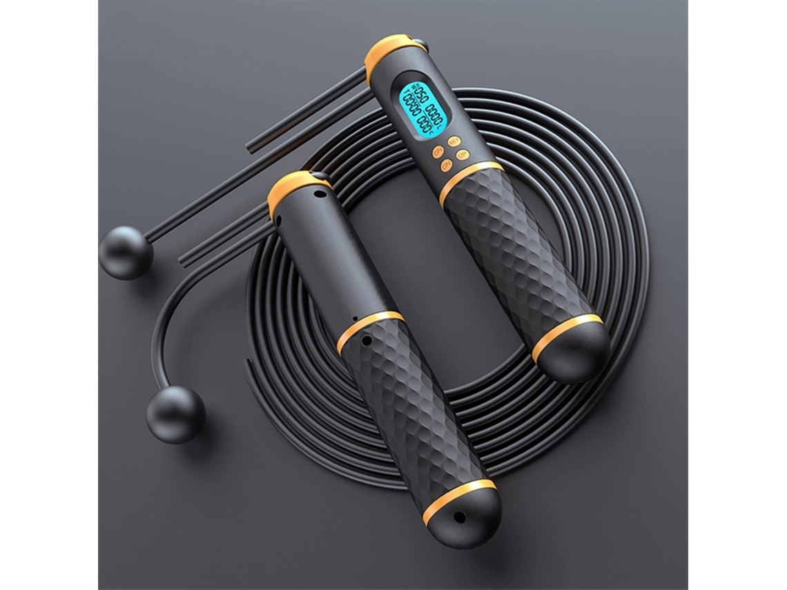 Corda De Pular Digital Sem Fio Counts Speed ​​para Perda Peso, Equipamento Profissional De Exercícios Cor Preto Amarelo