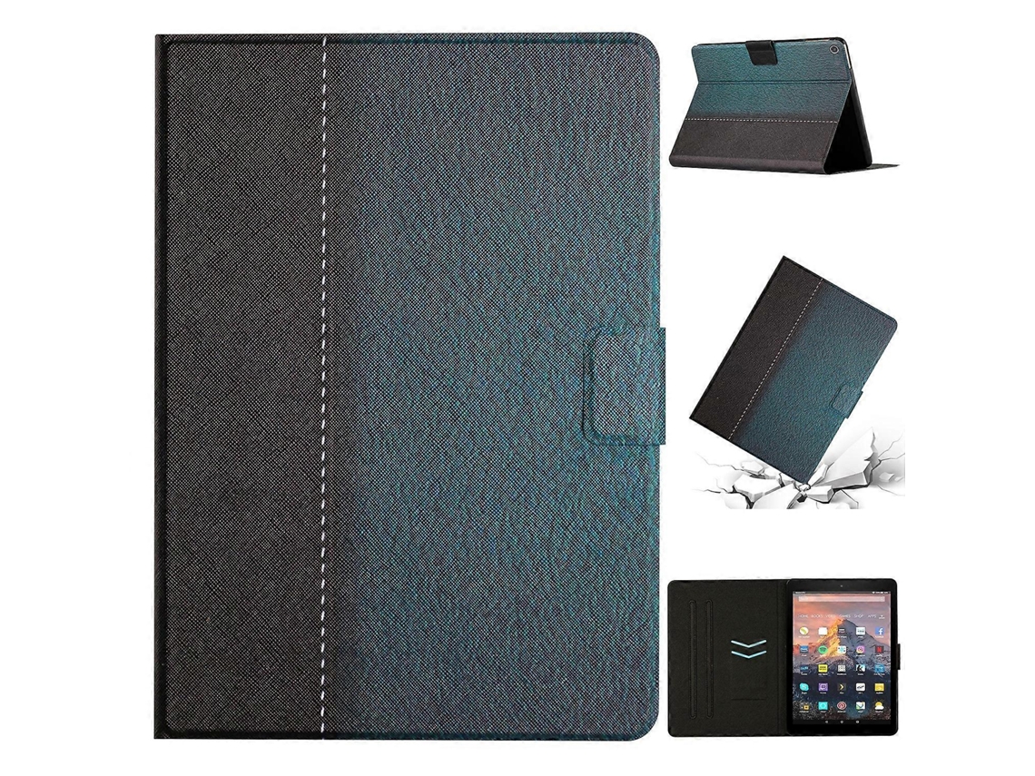 Capa De Couro Sintético Para Tablet Amazon Kindle Fire Hd 8 (2018/2017/2016) Com Costura Em Cor Sólida.