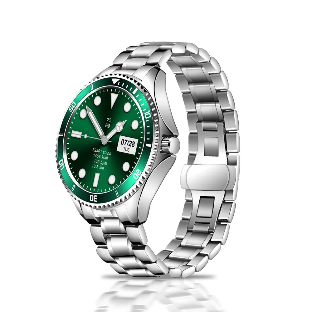 (verde) Smartwatch Com Bluetooth Para Atender Chamadas, Relógio Clássico Totalmente Redondo De 1,28 Polegadas