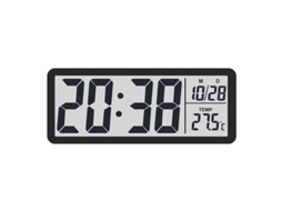 Relógio De Parede Lcd Simples Com Visor De Temperatura E Umidade, Mostrando Temperatura, Data E Hora No Formato De 12/24 Horas, Preto. Sfushos