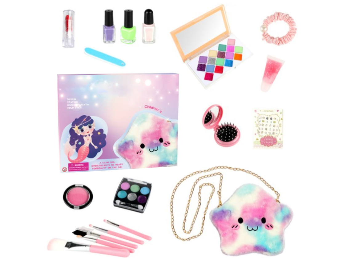 Ats kit de Maquiagem para Meninas Brinquedo Simulação Cosméticos Mochila Jogo de Casa