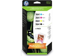 Pack Combo 4 Tinteiros HP 364 Cores+PAP+ENVE