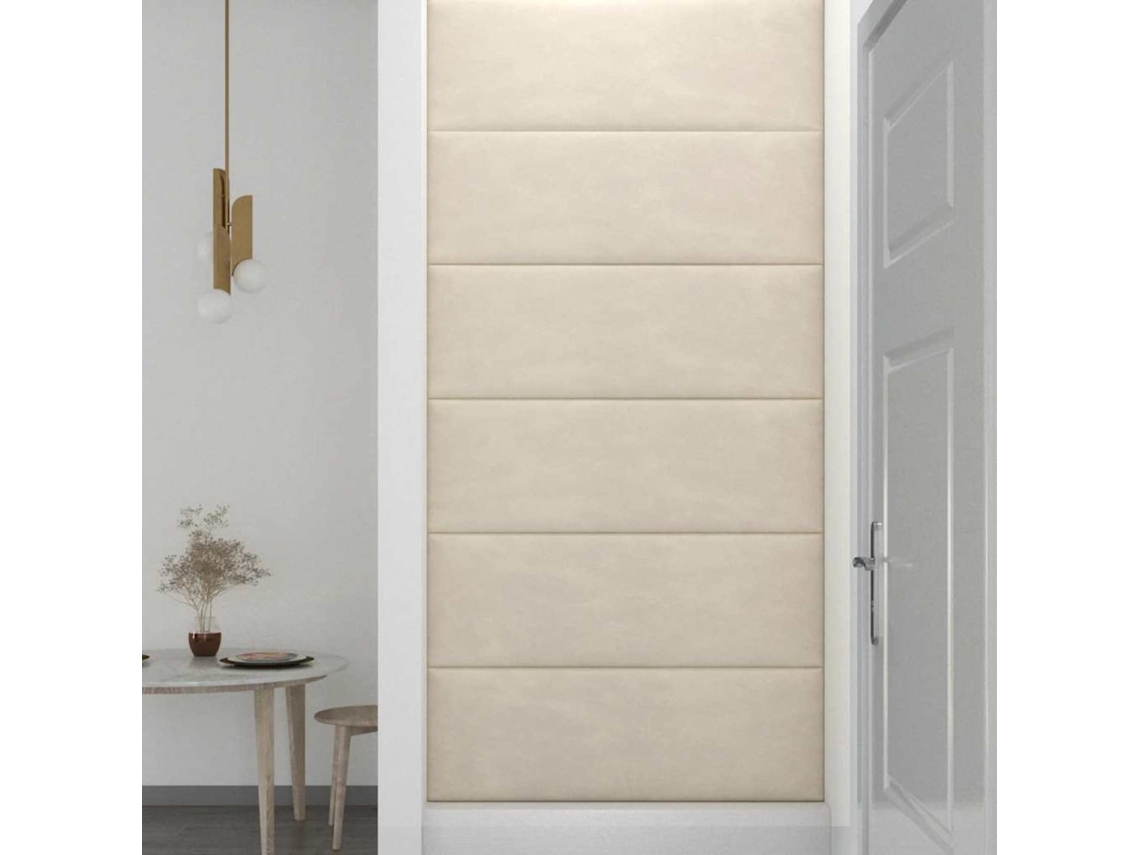 Vidaxl Cabeceira De Parede 12 Unid. Creme Veludo