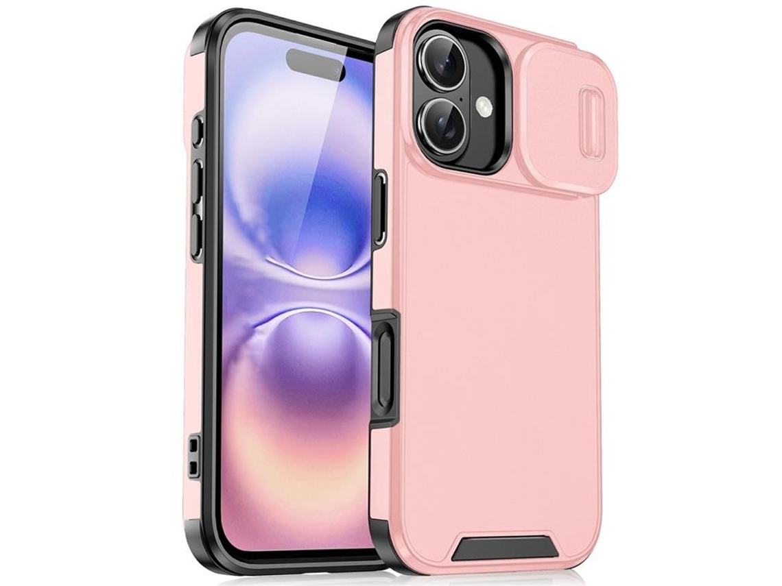 Capa Para Celular Para Iphone 17 Com Câmera Deslizante - Rosa