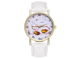 Reloj De Pulsera Unisex De Cuarzo Con Correa De Cuero Pu Patrón Libra Zhoulianfa Blanco