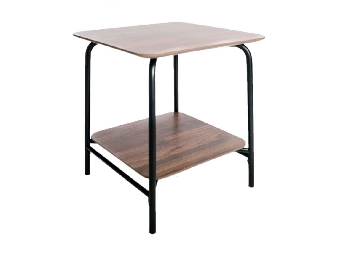 Mesa de Apoio em Metal e Mdf com 1 Prateleira Marrom e Preto INTEMPORA