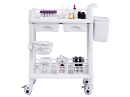 Carrinho de Laboratório 2 Níveis, Utilitário com Bandejas, Gavetas e 4 Rodas Silenciosas, Médico Móvel Material Pp, Rolante 3 Caixotes Lixo para