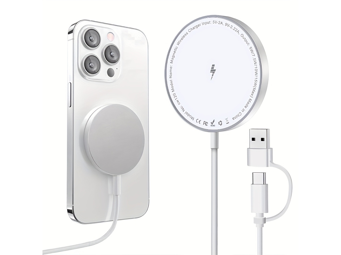 Carregador Portátil de Viagem com carregador sem fio de 15 W e USB de 15 W compatível com iPhone 17/16/15 STELASPLEN
