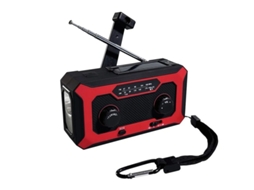 Gerador solar manual com manivela, rádio e lanterna BESTVITE (vermelho), 4000mAh.