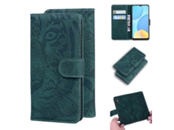 Capa De Couro Com Aba Horizontal, Padrão Tigre Em Relevo, Para Oppo A15/a15s, Com Suporte, Compartimentos Para Cartões E Carteira.
