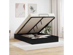 Vidaxl Estrutura de Cama Ottoman Carvalho Preto 193 X 120 X 25 Cm