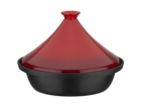 Tajine De Ferro Fundido Gsw 30 X 22 Cm Tampa De Cerâmica Indução Vermelho