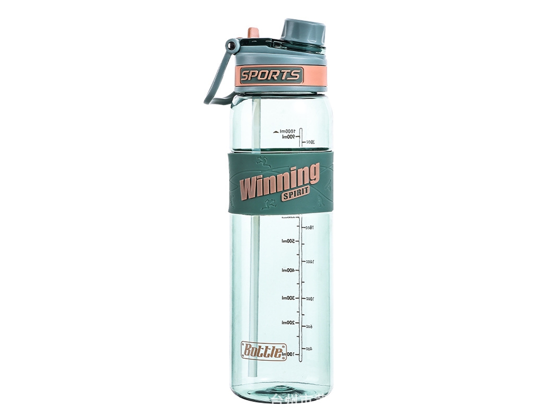 Copo Espacial Portátil Extragrande (verde Transparente, 800 Ml) Com Capa Transparente E Alça Dupla Para Beber.