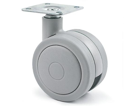 Rueda giratoria doble ø75 rolom plástico gris-