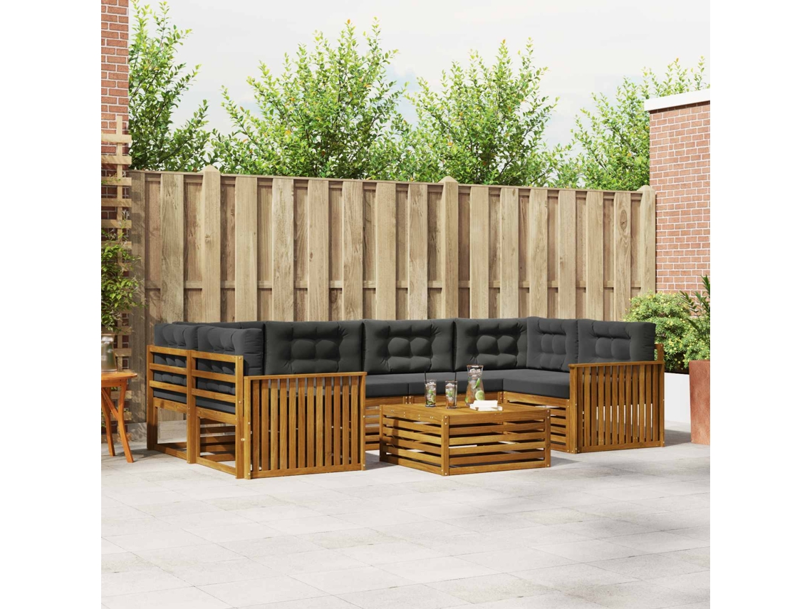 Vidaxl Conjunto De Sofás Para Exterior 7 Unid. Natural E Antracite