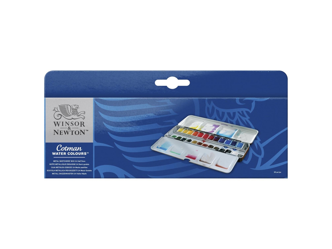 Aguarela Cotman Caixa Metal 24 Pastilhas