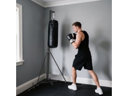 Suporte de Saco de Boxe em Pé Plegável Ajustável em Altura com Base Pesada Carga Máx. 60 Kg Aço Preto