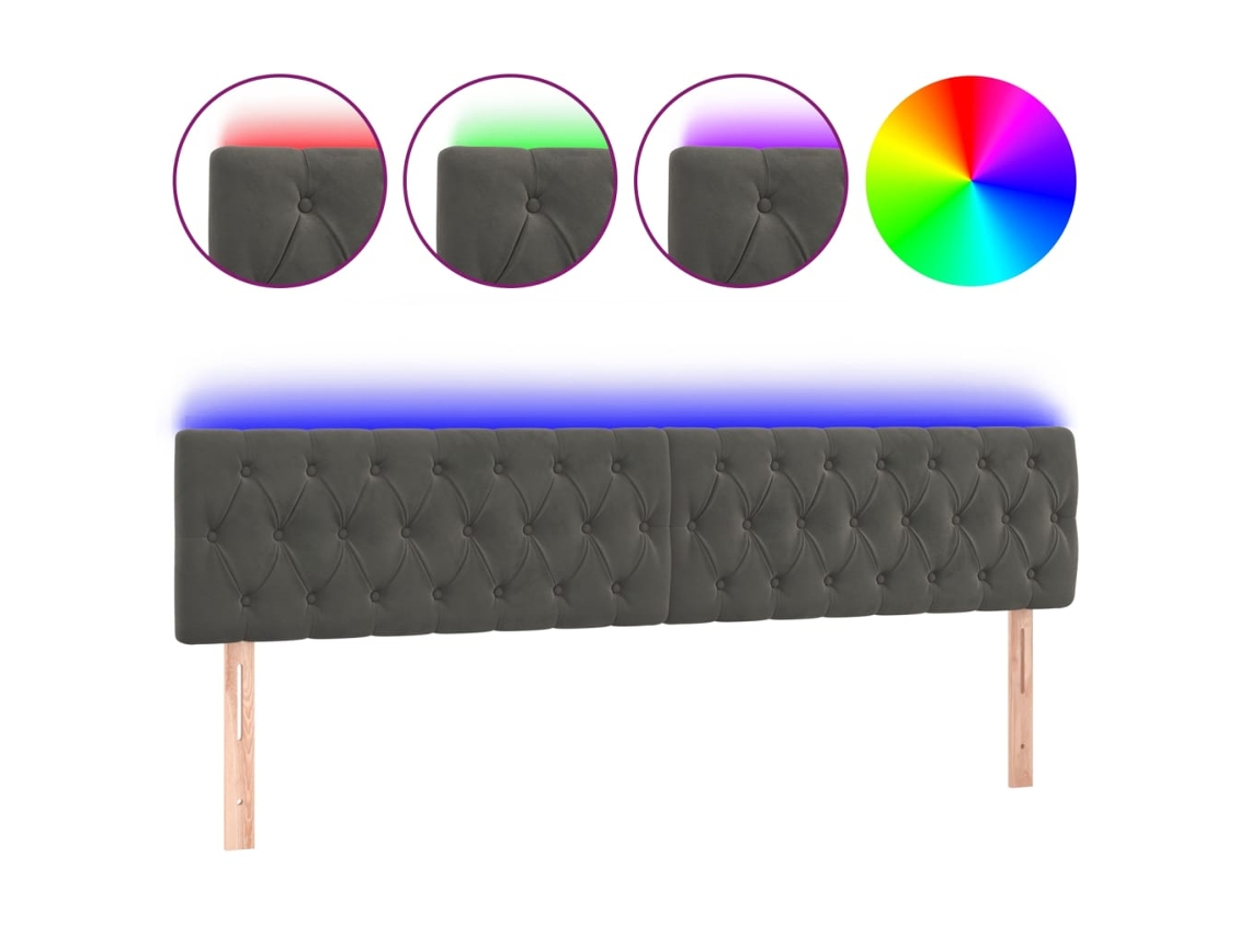 Cabeceira com luzes LED Cinza Escuro MAISON EXCLUSIVE (180x7x78 cm)