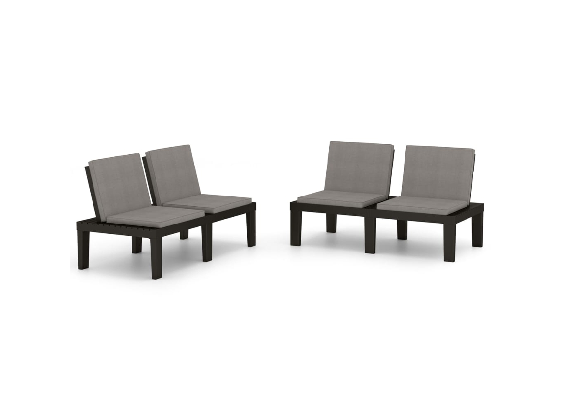 Maison Exclusive - Bancos De Jardim Com Almofadões 2 Pcs Plástico Cinzento