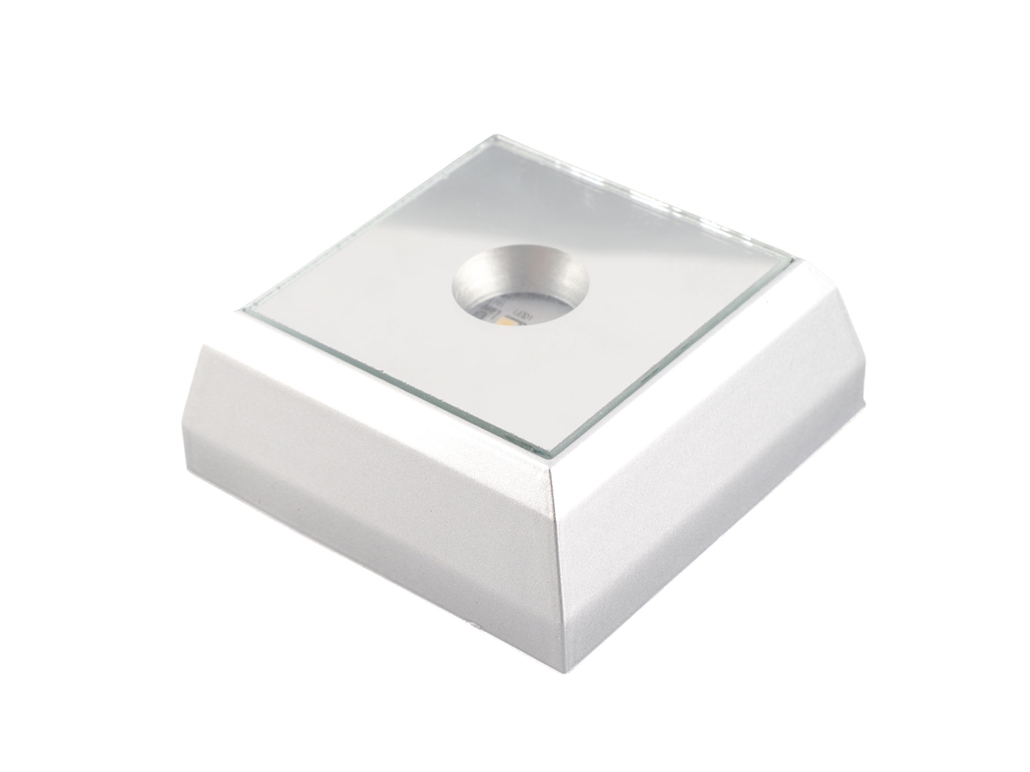 Rebe-base De Lâmpada Led Quadrada Para Display De Estátuas De Cristal, Acrílico E Artigos Decorativos Prata