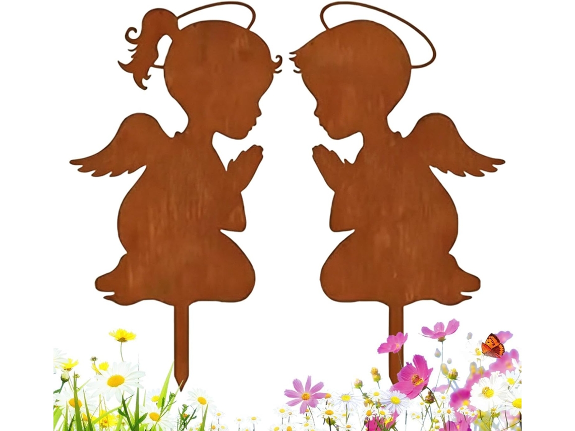 Postes Decorativos para Jardim, Decoração Divertida em Ferro para Meninos e Meninas, 2 Peças, Esculturas de Postes de CHABERLU
