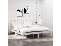 Estrutura De Cama 200x200 Cm Pinho Maciço Branco