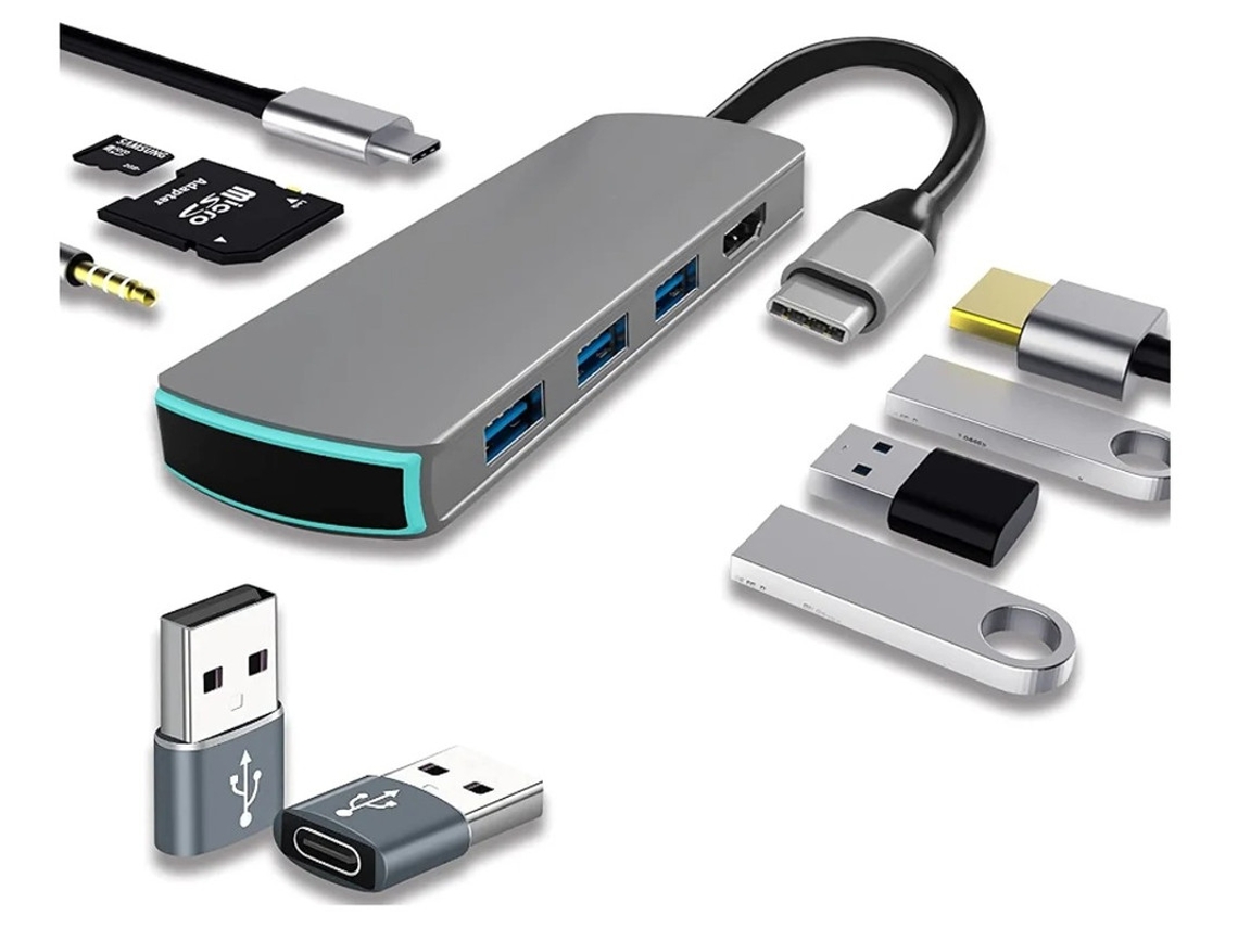Usb C Hub Dongle Adaptador Usb C Para Hdmi Multiporta Cinza Bestvite