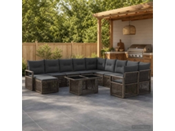 Vidaxl Conjunto De Sofá De Jardim 12 Unid. Cinza E Cinza Escuro
