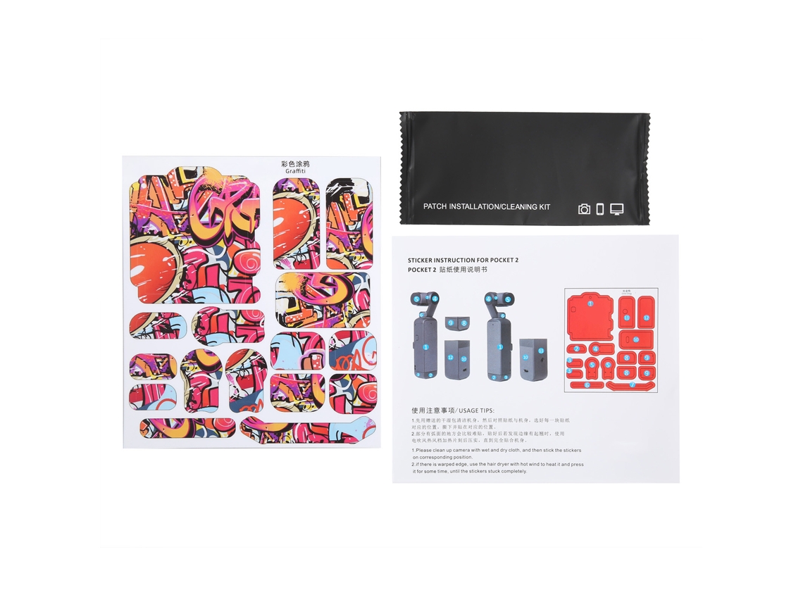 Pegatina Protectora De Pvc Para Cámara Pocket 2 Anti-rayas Película De Piel Con Grafiti De 4 Colores