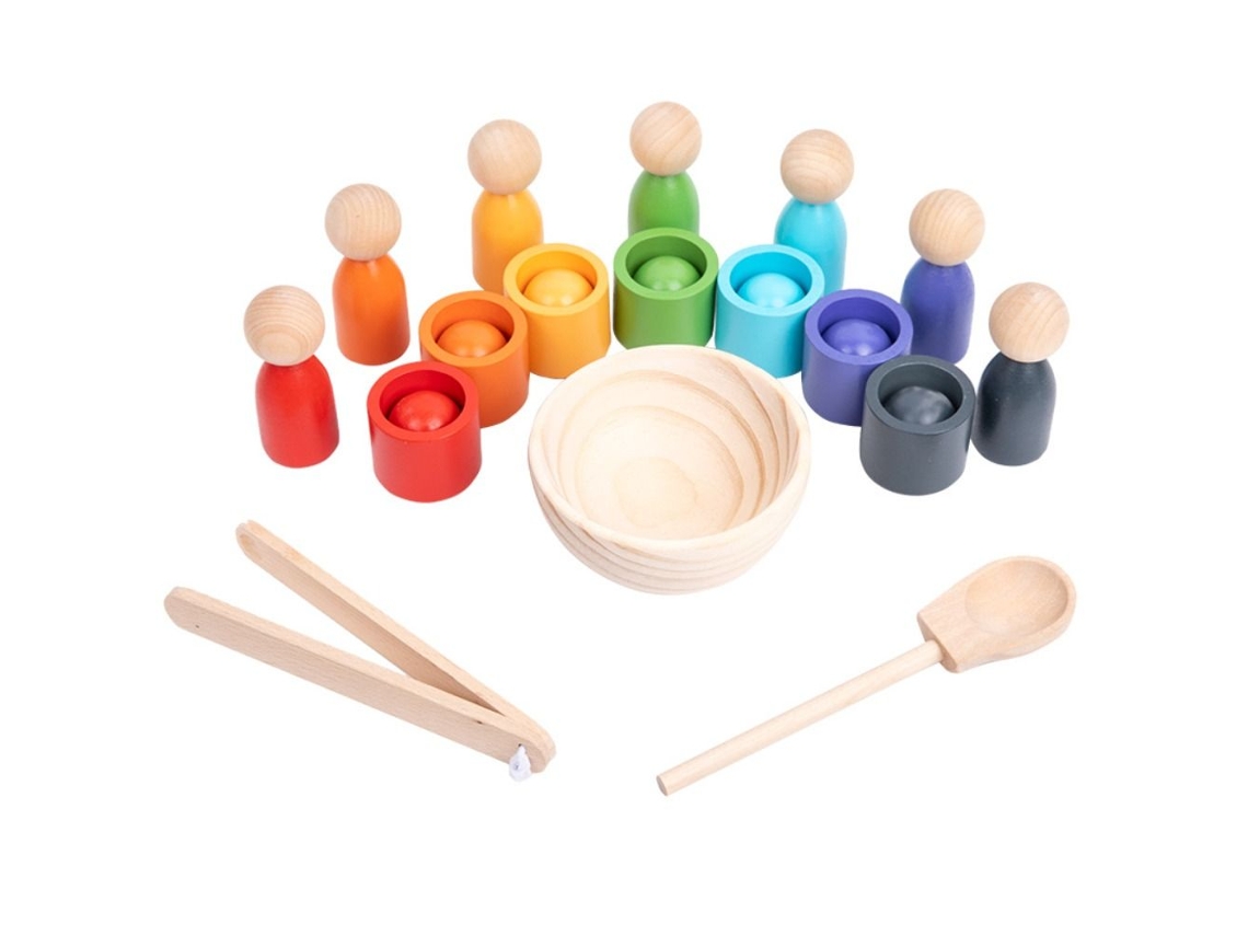 Brinquedo Montessori De Contagem De Bolas De Arco Íris Slowmoose