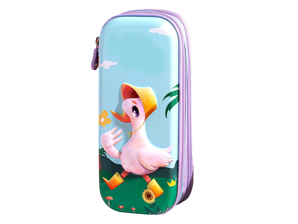 Estuche de Lápices de Diseño Cartoon Bonito Colores Vividos Gran Capacidad Poliéster Duradero para Niños Escolar Azul