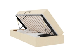 Conjunto 1 Cama Com Armazenamento Vidaxl Creme Poliéster (90 X 200 Cm)