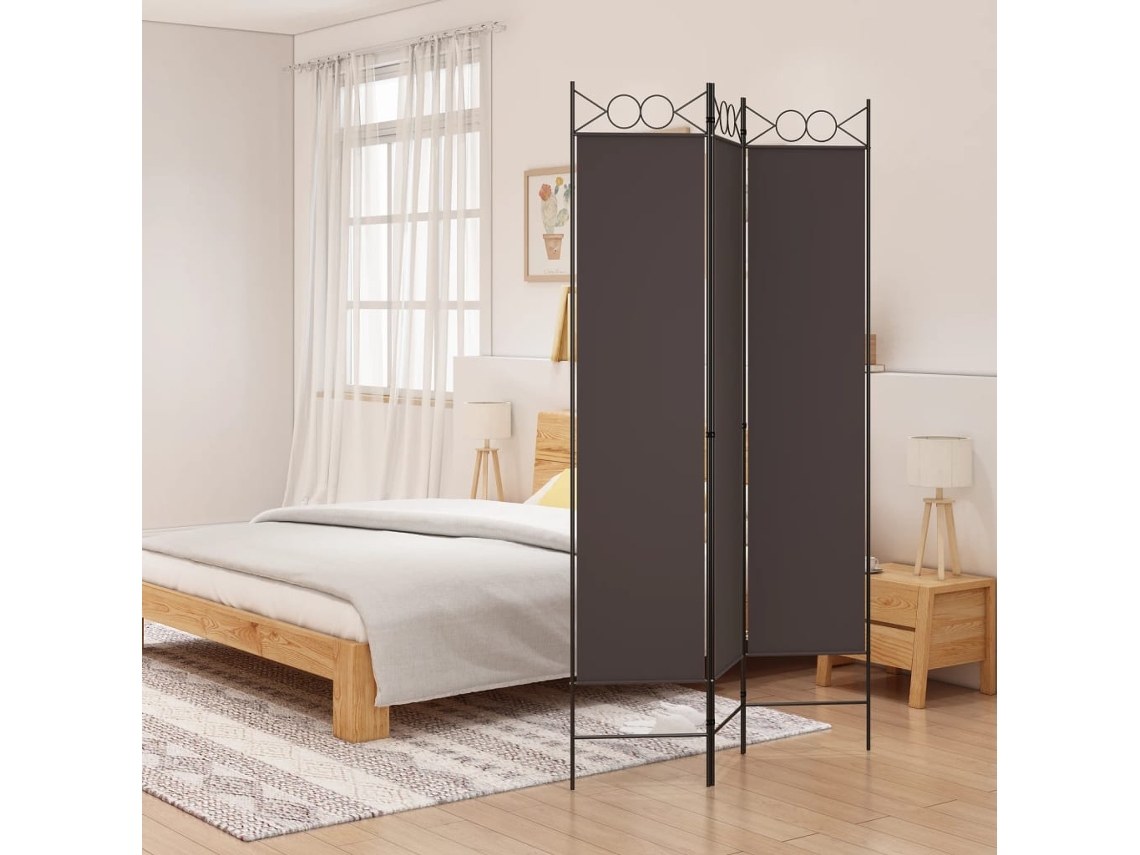 Vidaxl Biombo/divisória Com 3 Painéis 120x200 Cm Tecido Castanho
