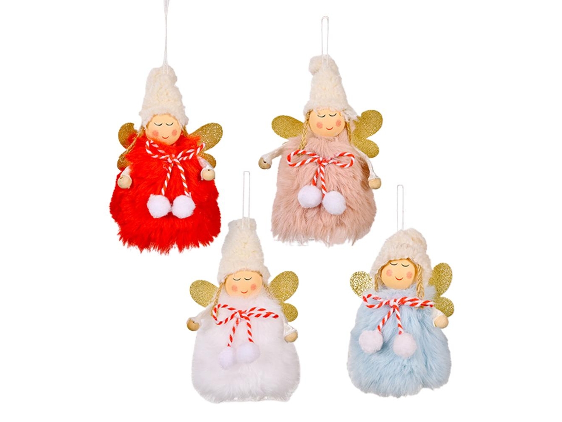 Laxiscreed Conjunto De 4 Laços De Natal Com Pompons E Anjo De Pelúcia Para Decoração Natalícia