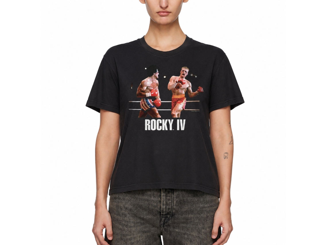 Rockinstone Rocky Movie Knock Out Black Adult T-shirt Size:l