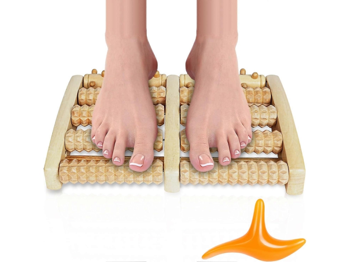 Massageador De Pés Em Rolo, Rolo Madeira Para Alívio Da Fascite Plantar, Pontos Acupuntura O S Pés.