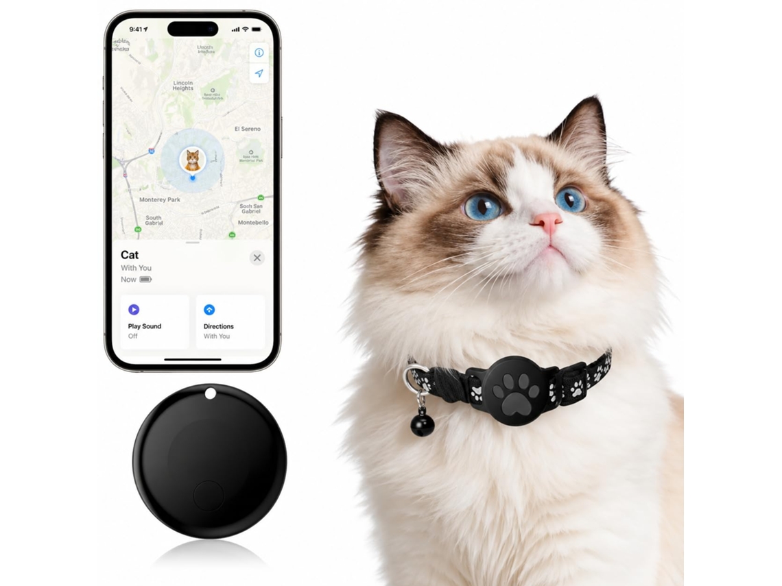 Rastreador Gps para Gatos, Tag À Prova D'água Compatível com Find My, Sem Taxa Mensal, para Gatos Pequenos e Grandes (ios)