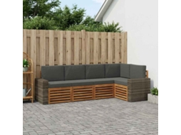 Vidaxl Conjunto De Sofás Para Exterior 5 Unid. Natural E Antracite
