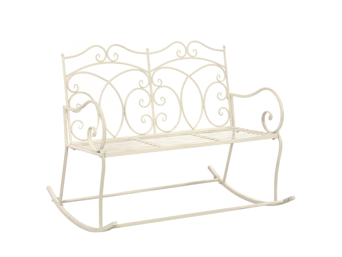 Vidaxl Banco De Jardim 104 Cm Ferro Branco Antigo