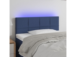 Vidaxl Cabeceira De Cama C/ Luzes Led Tecido 90x5x78/88 Cm Azul