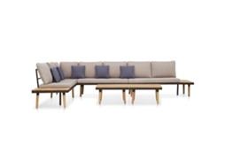 Vidaxl 7 Lugares Conjunto Lounge Jardim + Almofadões Acácia Castanho
