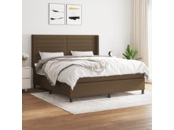 Vidaxl Cama Com Molas/colchão 180x200 Cm Tecido Castanho-escuro