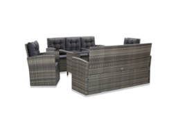 Conjunto 5 Conjunto Jantar Vidaxl Cinzeto Vime Pe (120 X 70 X 66 Cm)