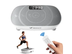 Plataforma vibratória Merach de 10 velocidades com controle remoto e display LED, treino completo, condicionamento físico silencioso, cinza, máx. 150 kg