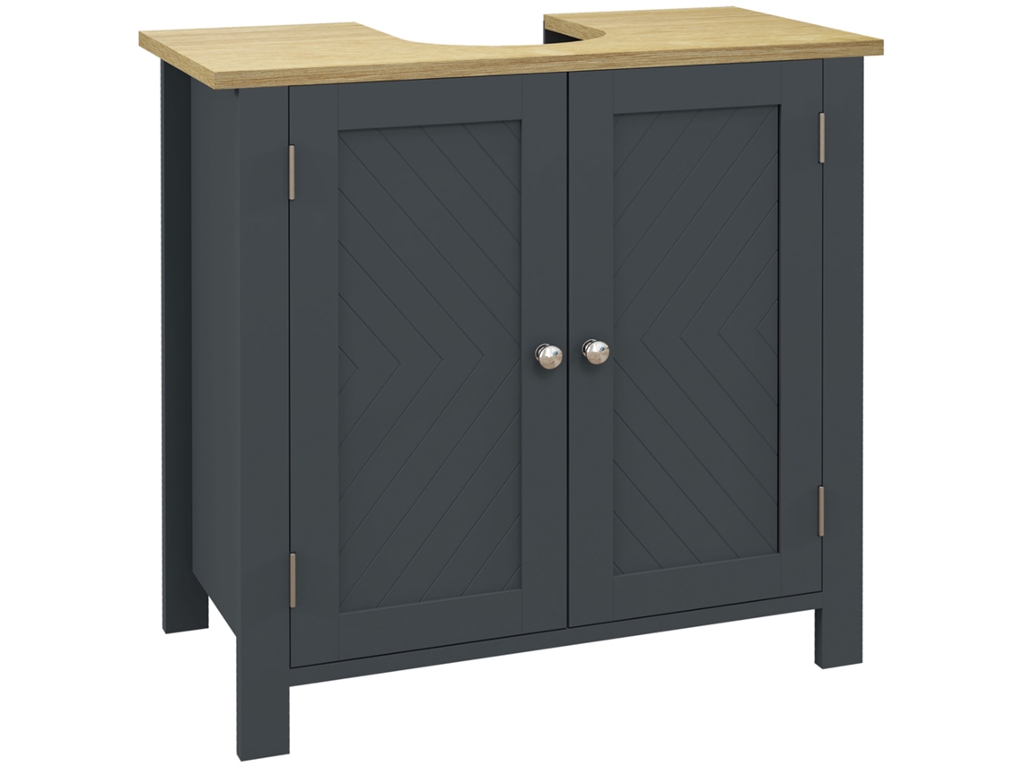 Unidade de Placas de Aglomerado e Mdf com 2 Portas e Prateleira Interna Ajustável. 60x30x60 Cm. Cinza Ge