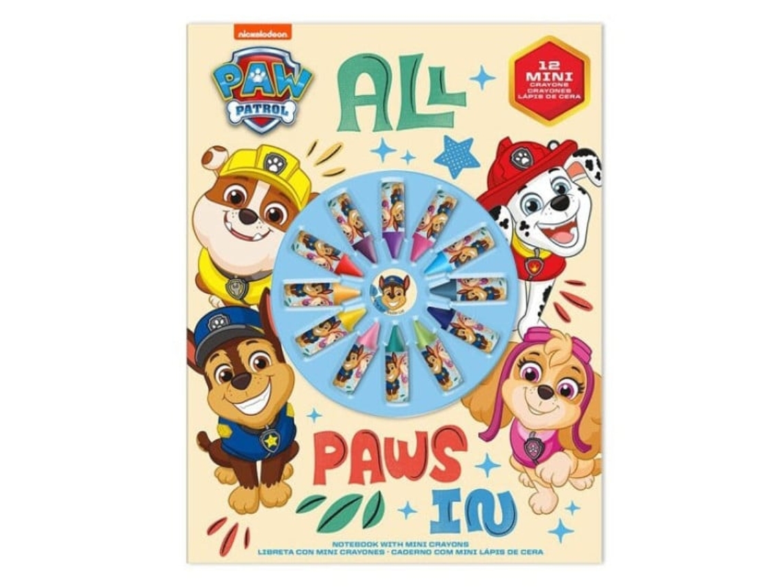 Bloco de Notas e Conjunto Mini Giz Cera Patrulha Canina Futuros Líderes BRILVIBERA