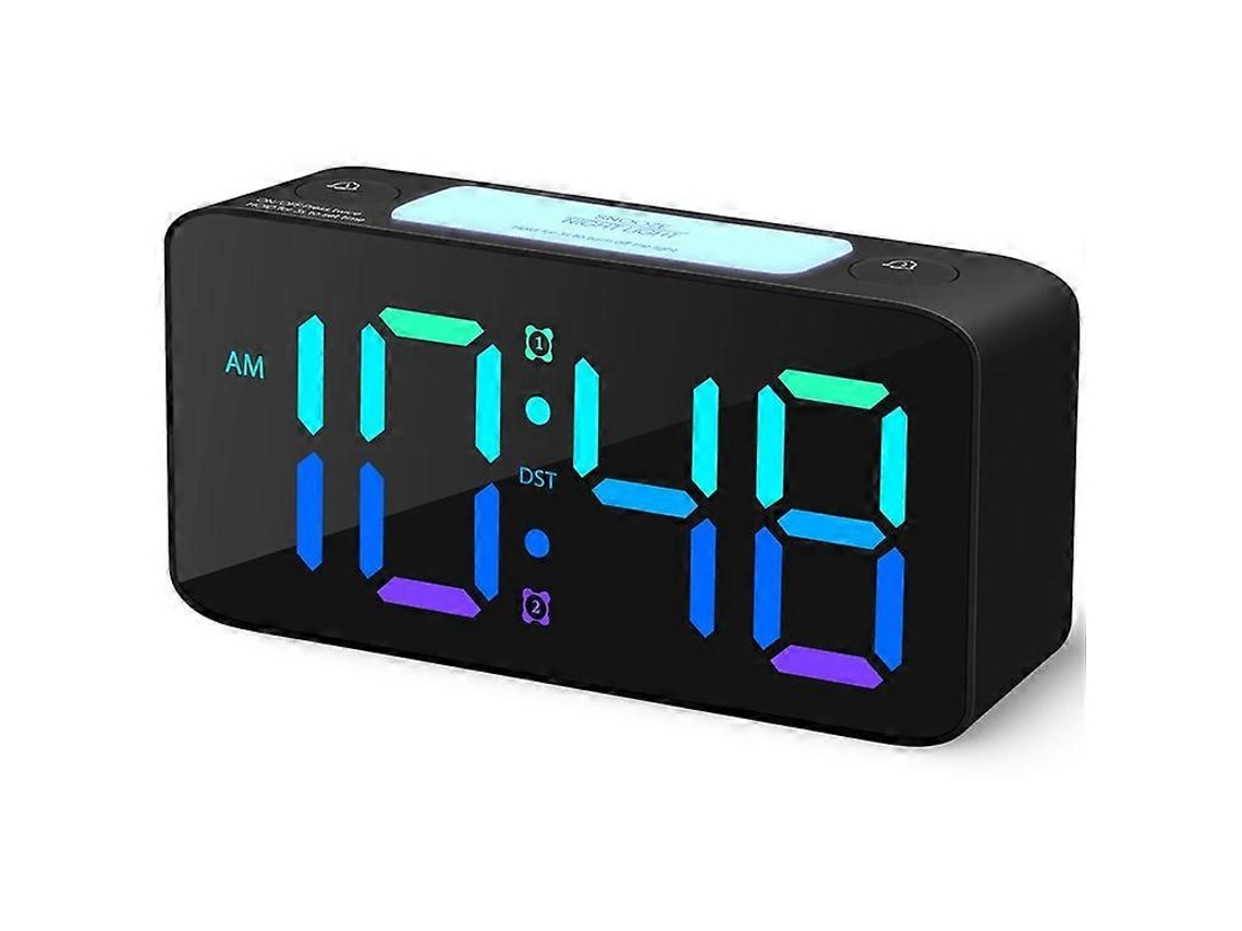 Despertador Super Alto Para Adultos Com Sono Pesado, Relógio Digital Com Luz Noturna De 7 Cores, Preto