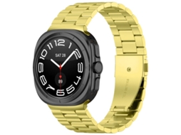Bracelete para Samsung Galaxy Watch 8 / 8 Classic Aço Inoxidável com Três Contas e Ferramenta de Remoção Dourada XIAOMOYU