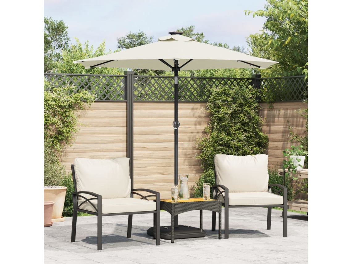 Vidaxl Guarda-sol Jardim C/ Leds E Poste De Aço 225x225x212 Cm Branco