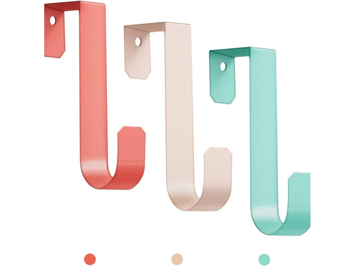 Conjunto De 3 Ganchos Para Pendurar Casacos Sobre A Porta, Em Metal Resistente